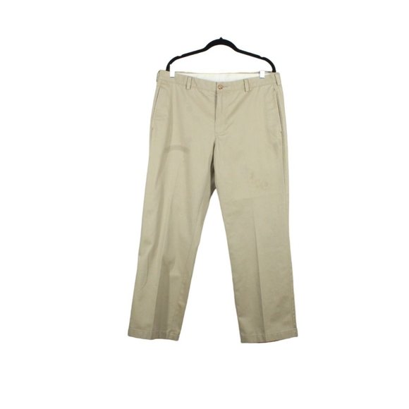 LL Bean Double L Khaki Cotton Plain Front Standard Fit Chinos Pants 35x29 - Picture 1 of 9